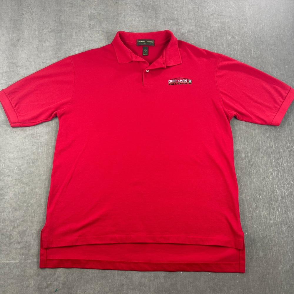 Craftsman Country Cottons Mens XL Red‎ Polo Shirt Embroidered USA Made Vintage